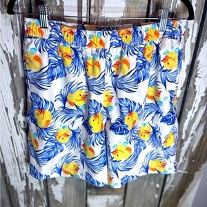 O’Rageous Rubber Duck Swim Shorts Tropical Blue & White Size Medium